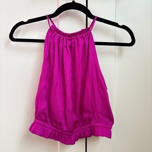 Express Satin Halter Open Back Cropped Top - Small